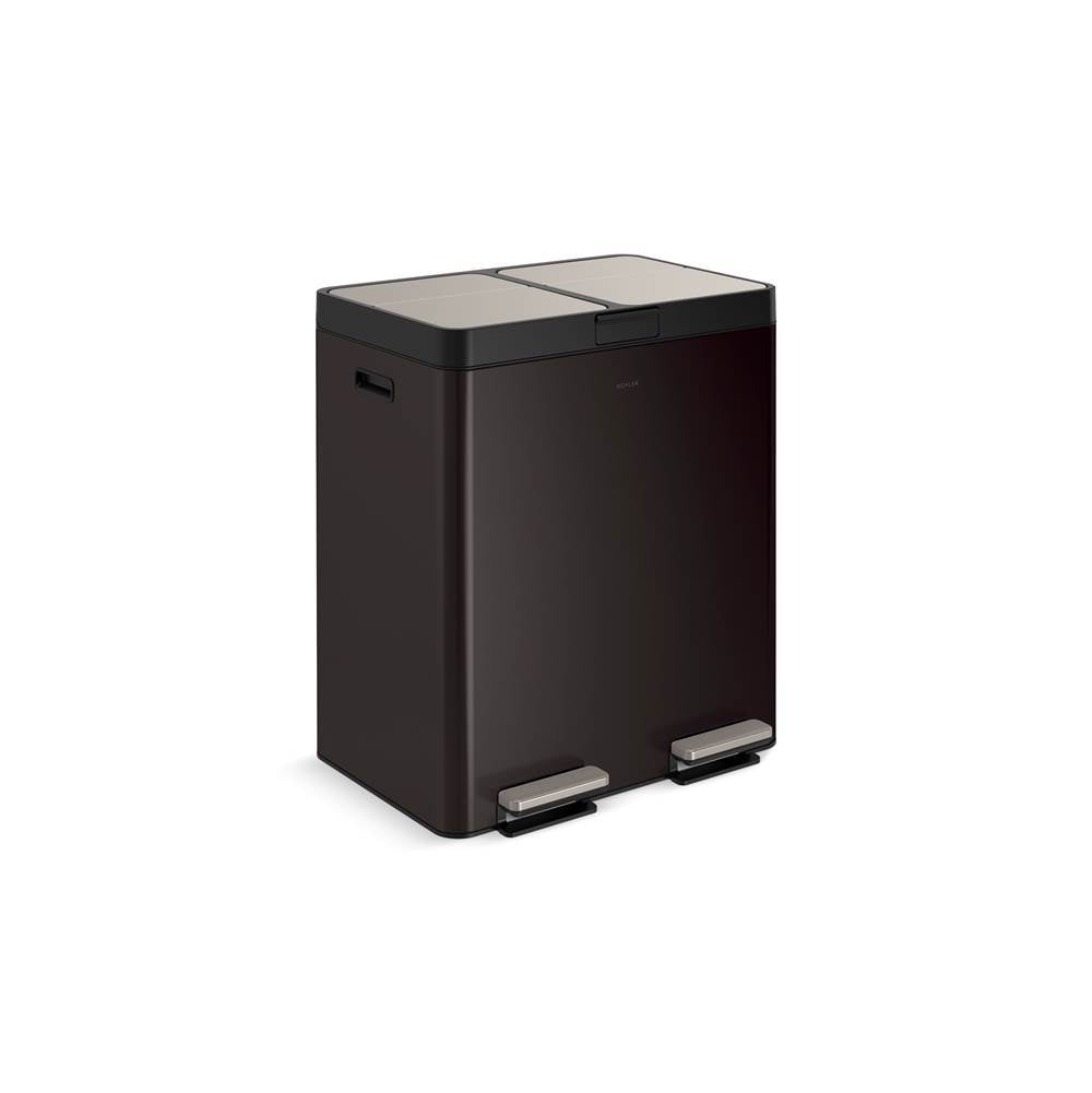 Kohler - 82-liter stainless steel dual-bin step trash can - Black Stainless