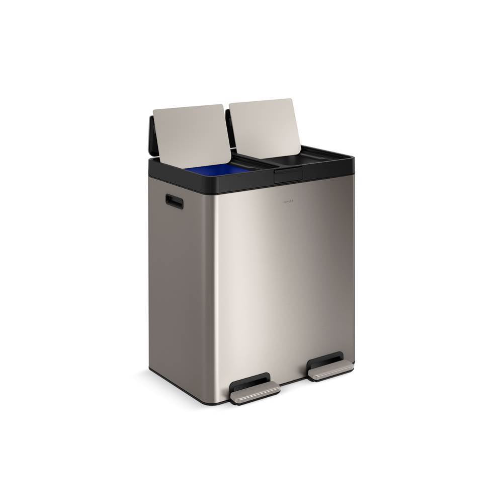 82-liter stainless steel dual-bin step trash can