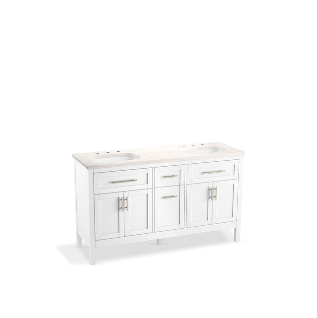 Kohler - HadronE 60'' bathroom vanity cabinet with sinks and quartz top - White
