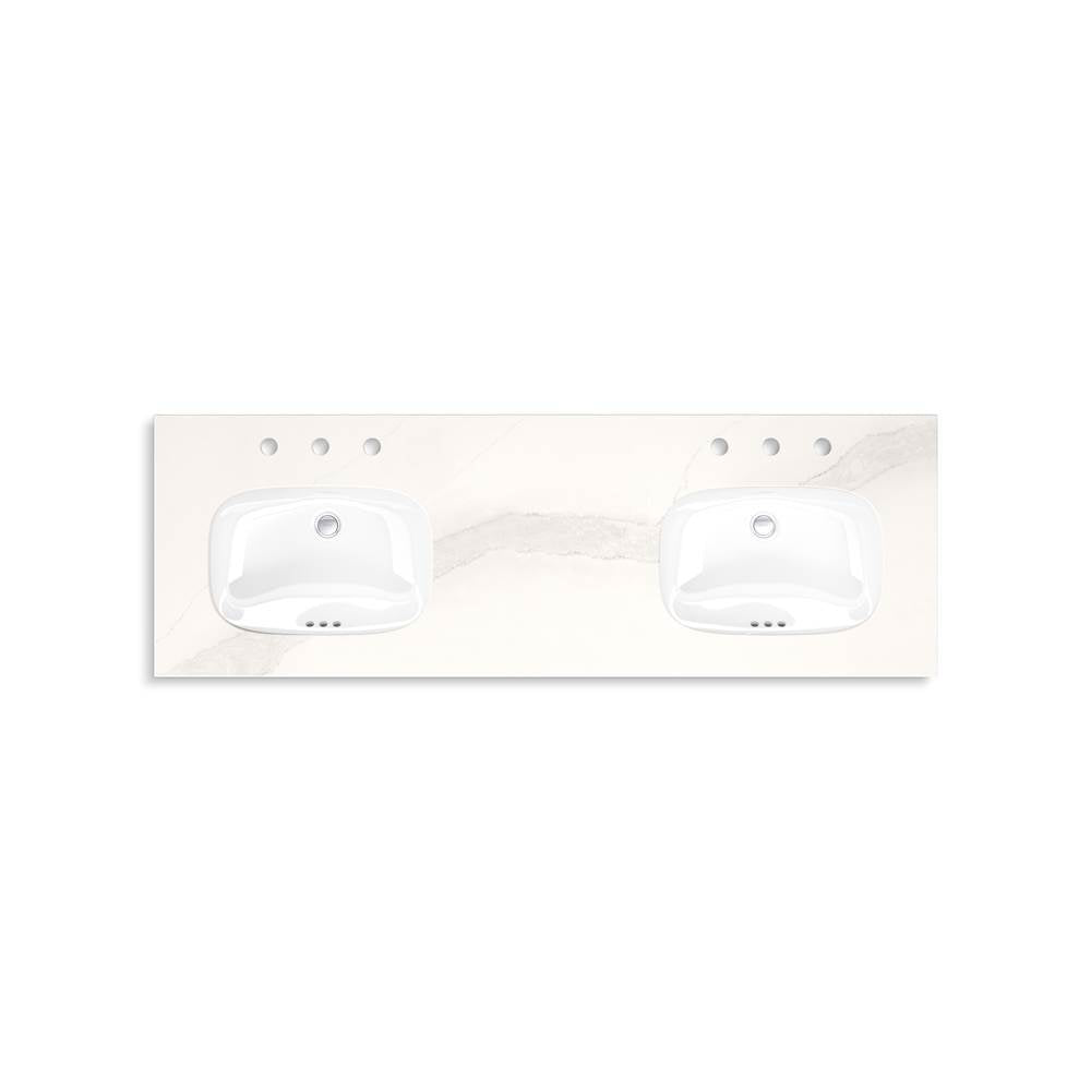 HadronE 60'' bathroom vanity cabinet with sinks and quartz top