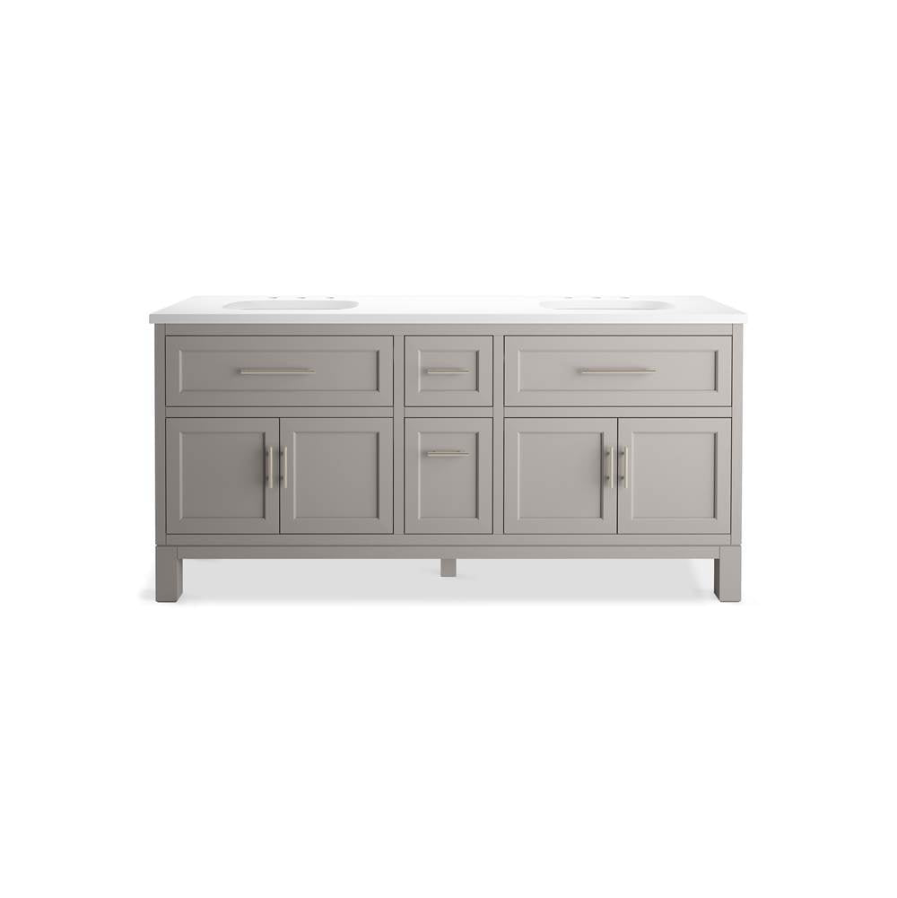 Quo 72'' bathroom vanity cabinet with sinks and quartz top