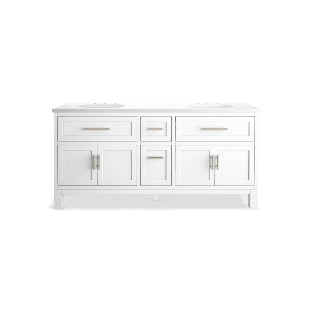 Quo 72'' bathroom vanity cabinet with sinks and quartz top