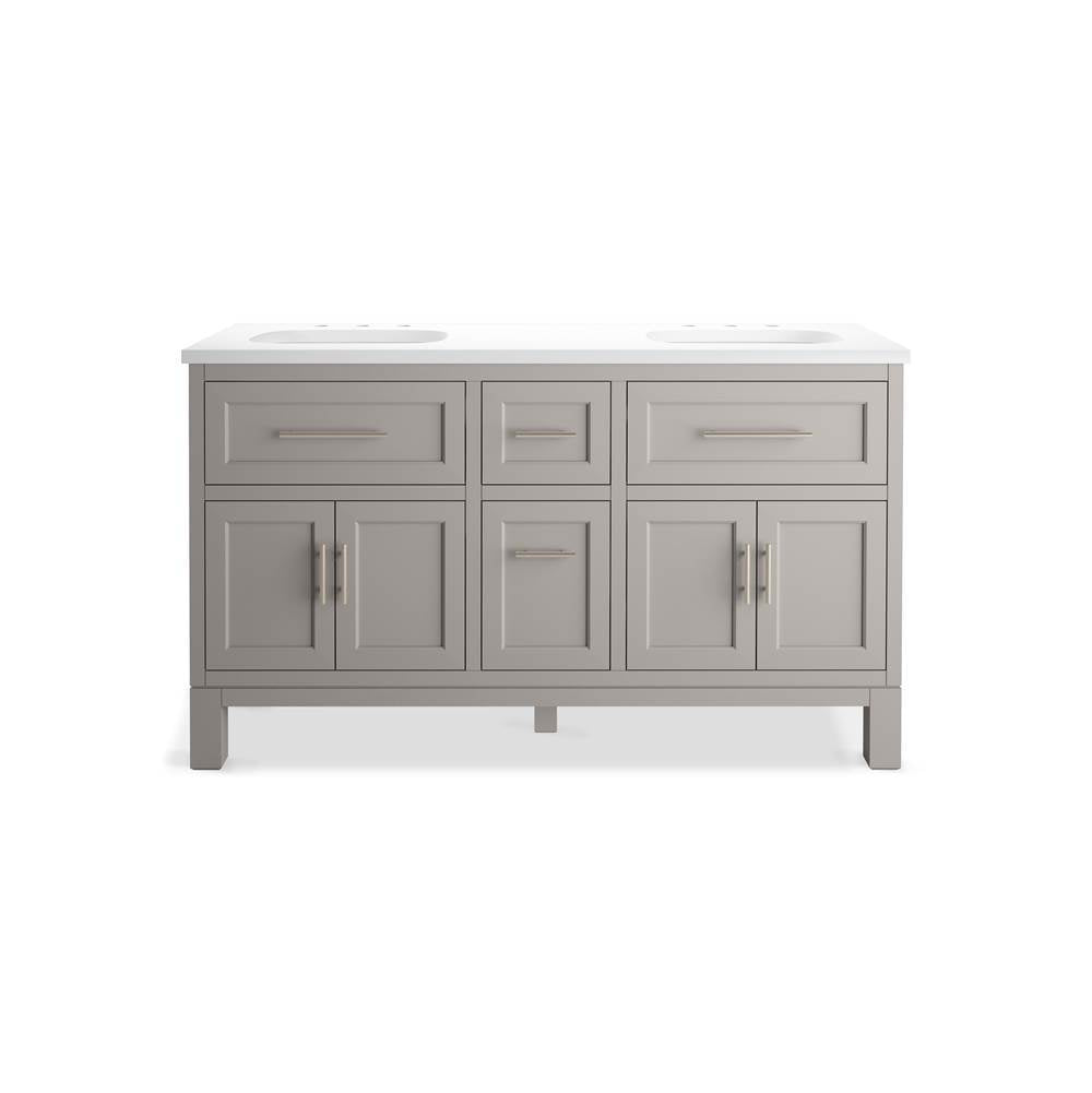 Quo 60'' bathroom vanity cabinet with sinks and quartz top