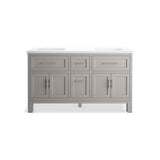 Quo 60'' bathroom vanity cabinet with sinks and quartz top
