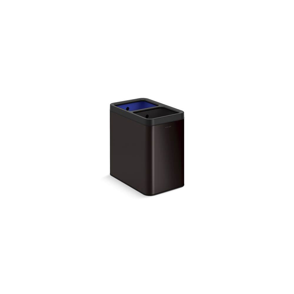Kohler - 22-liter dual-compartment open-top trash can - Black Stainless