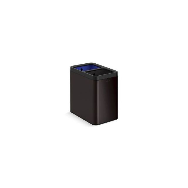 Kohler - 22-liter dual-compartment open-top trash can - Black Stainless