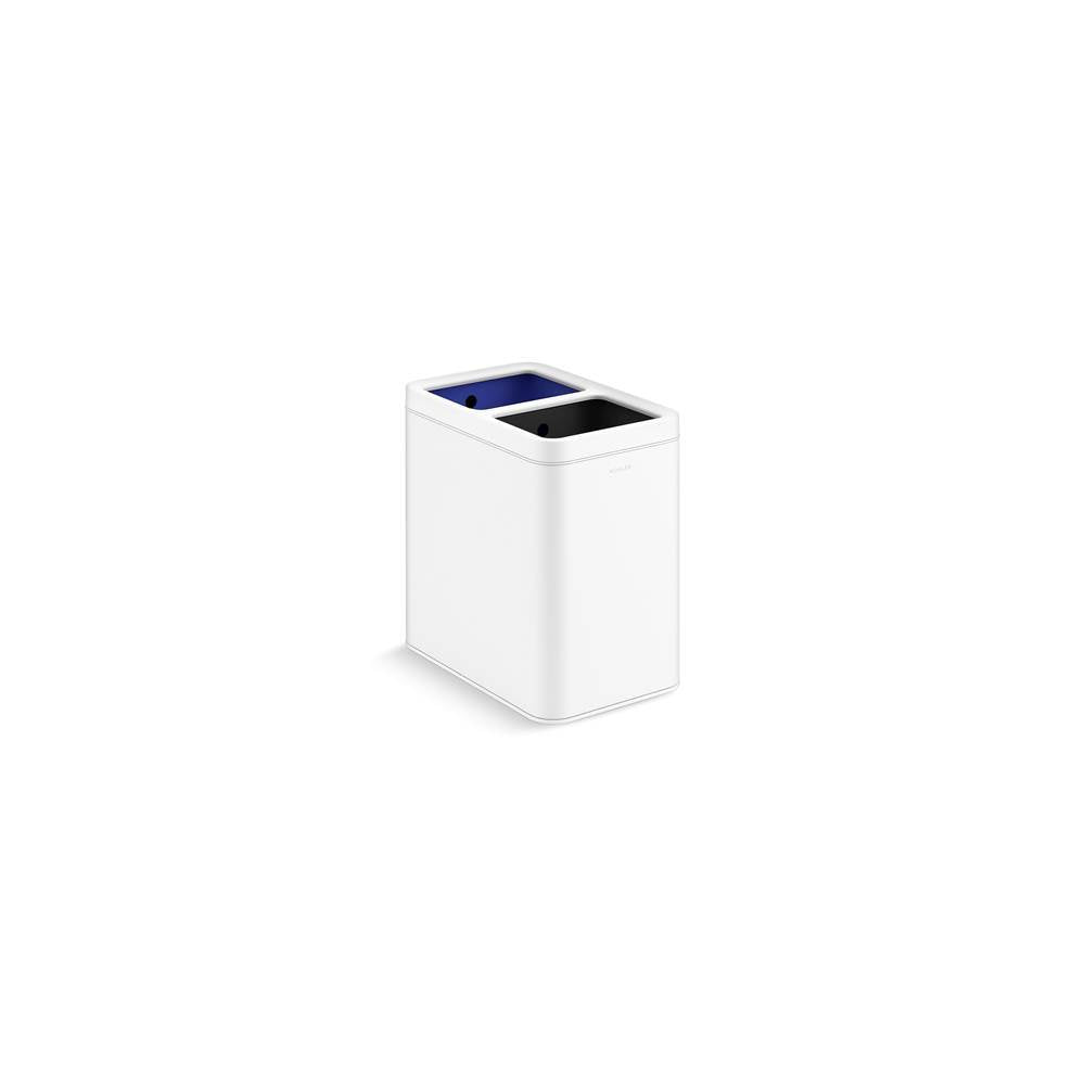 Kohler - 22-liter dual-compartment open-top trash can - Stainless Steel  White