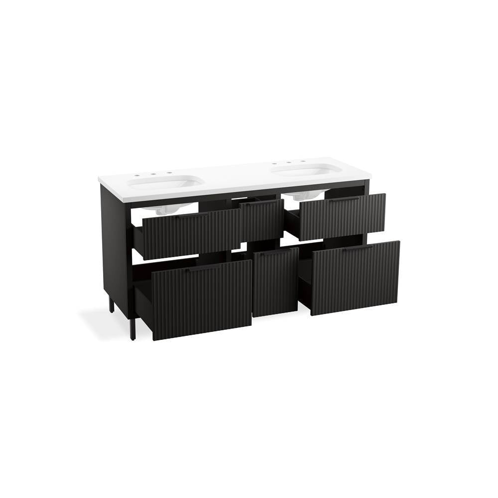 Spacity 60'' wall-hung bathroom vanity cabinet with sinks and quartz top