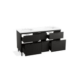 Spacity 60'' wall-hung bathroom vanity cabinet with sinks and quartz top