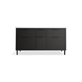 Spacity 60'' wall-hung bathroom vanity cabinet with sinks and quartz top