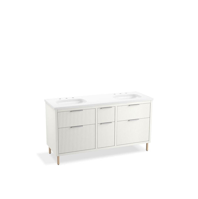 Kohler - Spacity 60'' wall-hung bathroom vanity cabinet with sinks and quartz top - White