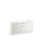 Kohler - Spacity 60'' wall-hung bathroom vanity cabinet with sinks and quartz top - White