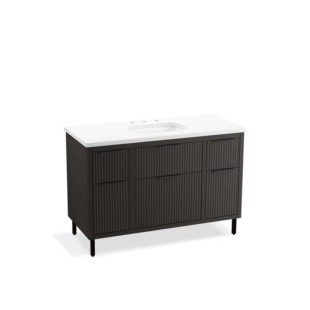 Kohler - Spacity 48'' wall-hung bathroom vanity cabinet with sink and quartz top - Dark Steel