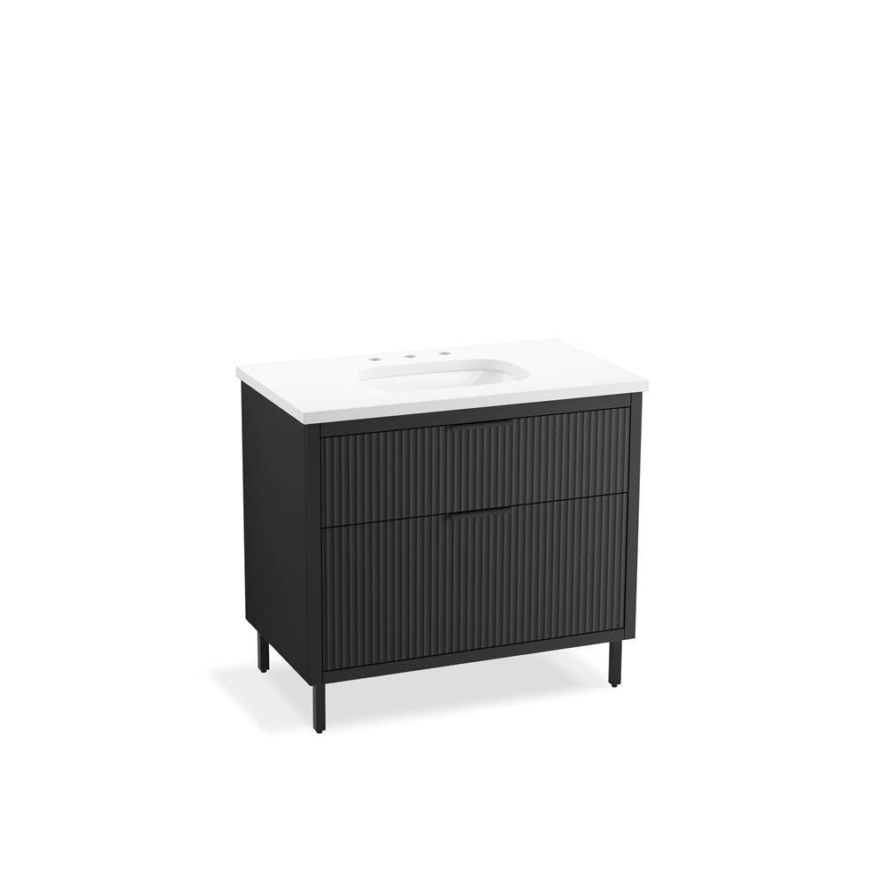 Kohler - Spacity 36'' wall-hung bathroom vanity cabinet with sink and quartz top - Dark Steel
