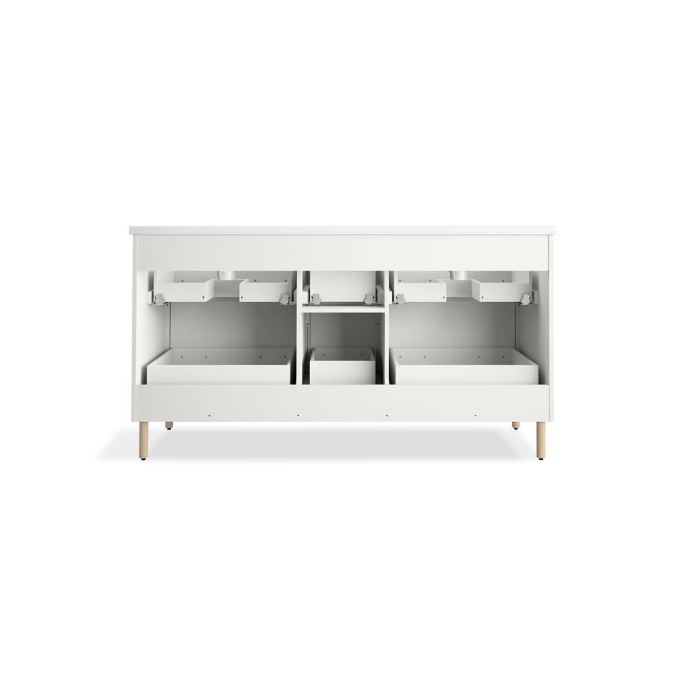 Spacity 60'' wall-hung bathroom vanity cabinet with sinks and quartz top