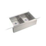 Strive 35-1/2'' undermount double-bowl farmhouse kitchen sink with accessories