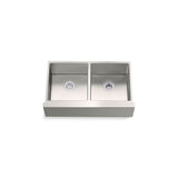 Kohler - Strive 35-1/2'' undermount double-bowl farmhouse kitchen sink with accessories - Stainless Steel