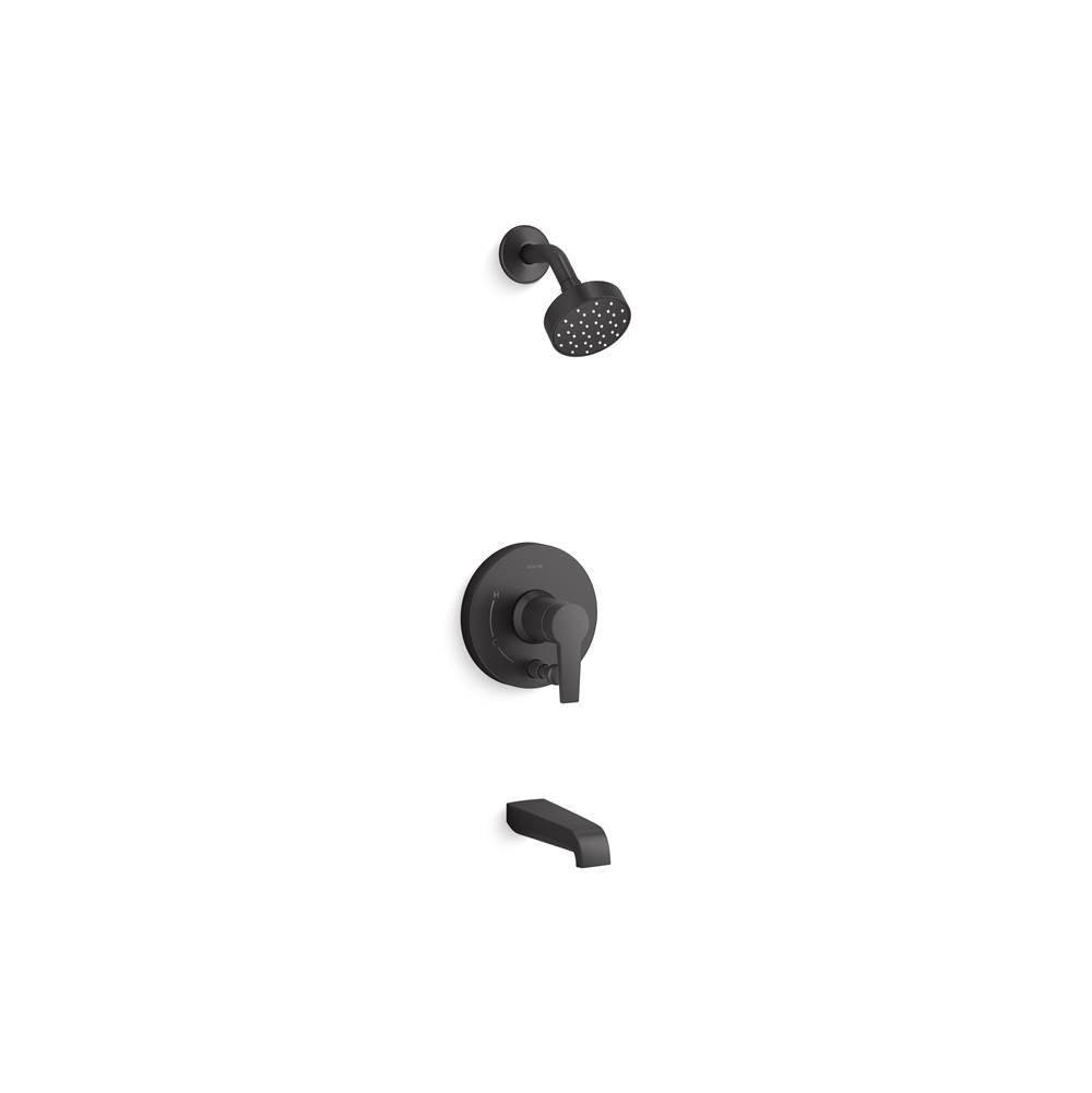Kohler - Pitch Rite-Temp bath and shower trim kit with push-button diverter, 1.75 gpm - Matte Black