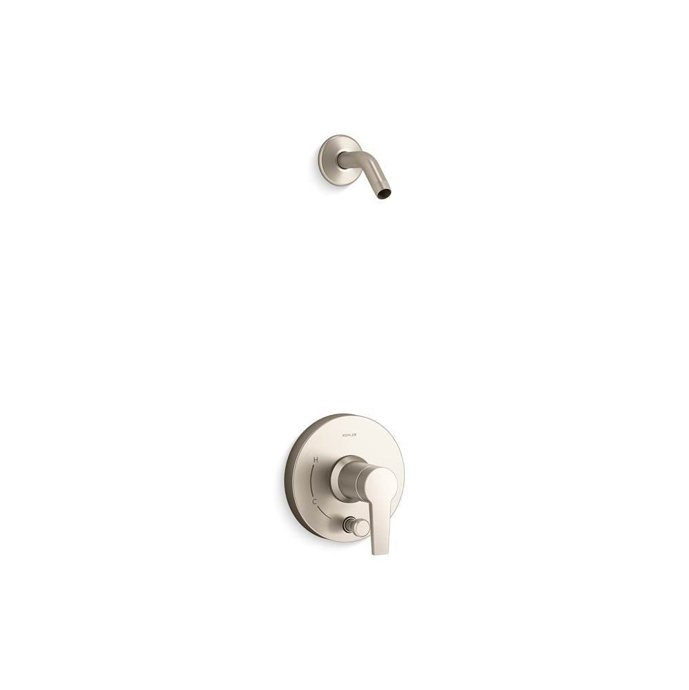 Kohler - Pitch Rite-Temp shower trim kit with push-button diverter, less showerhead - Vibrant Brushed Nickel