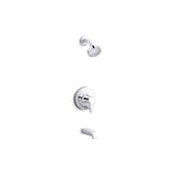 Kohler - Pitch Rite-Temp bath and shower trim kit with push-button diverter and lever handle, 2.5 gpm - Polished Chrome