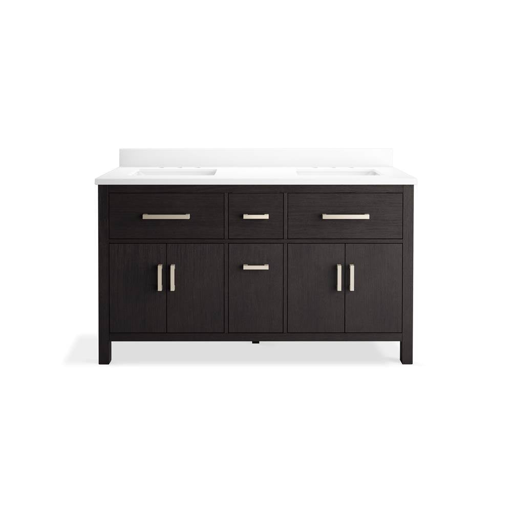 Kresla 60'' bathroom vanity cabinet with sinks and quartz top