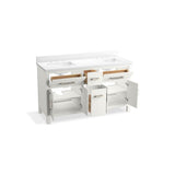 Kresla 60'' bathroom vanity cabinet with sinks and quartz top