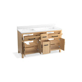 Kresla 60'' bathroom vanity cabinet with sinks and quartz top