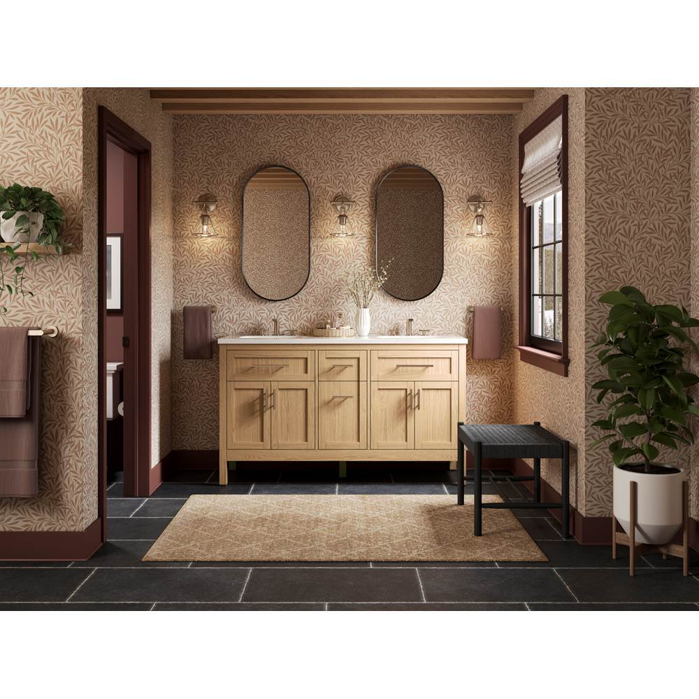 HadronE 60'' bathroom vanity cabinet with sinks and quartz top