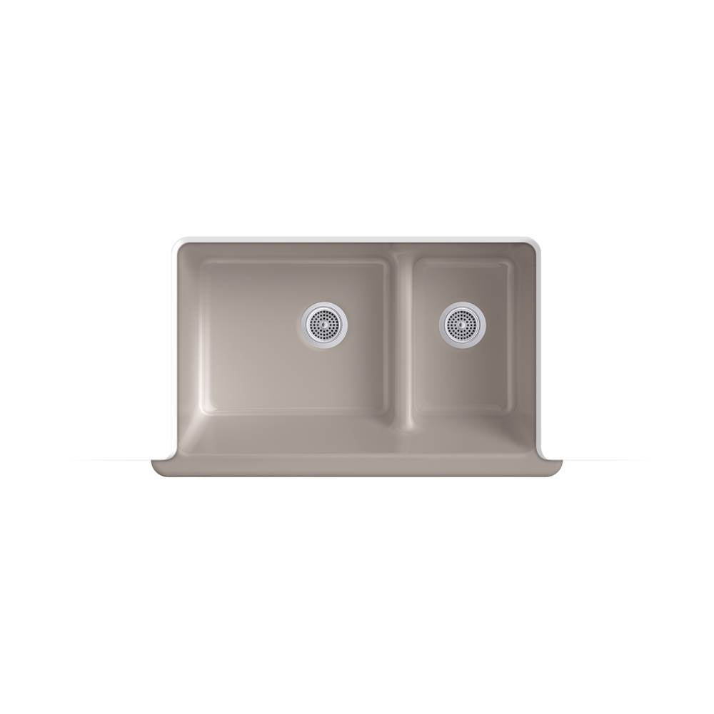 Whitehaven Smart Divide 35-1/2'' undermount double-bowl farmhouse kitchen sink with short apron