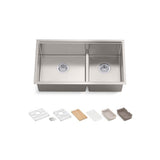 Kohler - Strive 32'' undermount double-bowl workstation kitchen sink - Stainless Steel