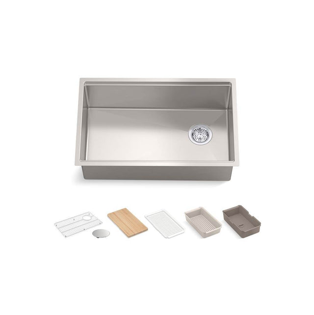 Kohler - Strive 29'' undermount single-bowl workstation kitchen sink - Stainless Steel