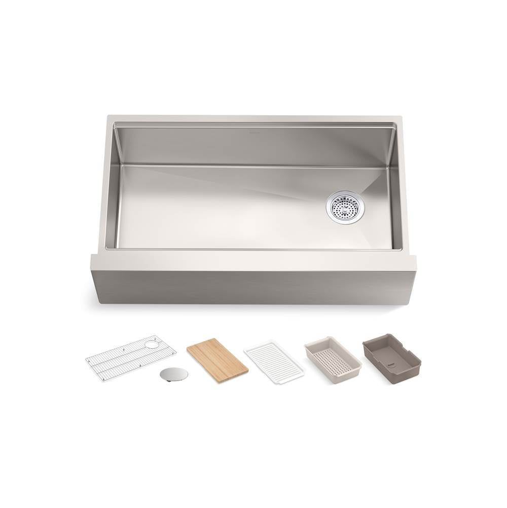 Kohler - Strive 35-1/2'' undermount single-bowl farmhouse workstation kitchen sink - Stainless Steel