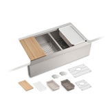 Strive 35-1/2'' undermount double-bowl farmhouse workstation kitchen sink