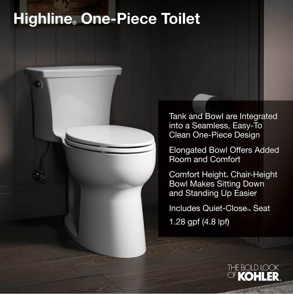 Highline One-piece elongated toilet, 1.28 gpf