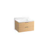Kohler - MaxstowE 30'' wall-hung bathroom vanity cabinet with sink and quartz top - Light Oak