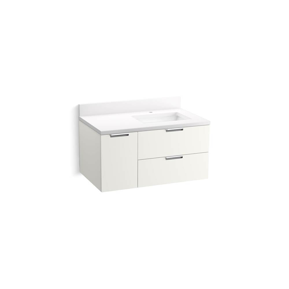 Kohler - MaxstowE 36'' wall-hung bathroom vanity cabinet with sink and quartz top - White