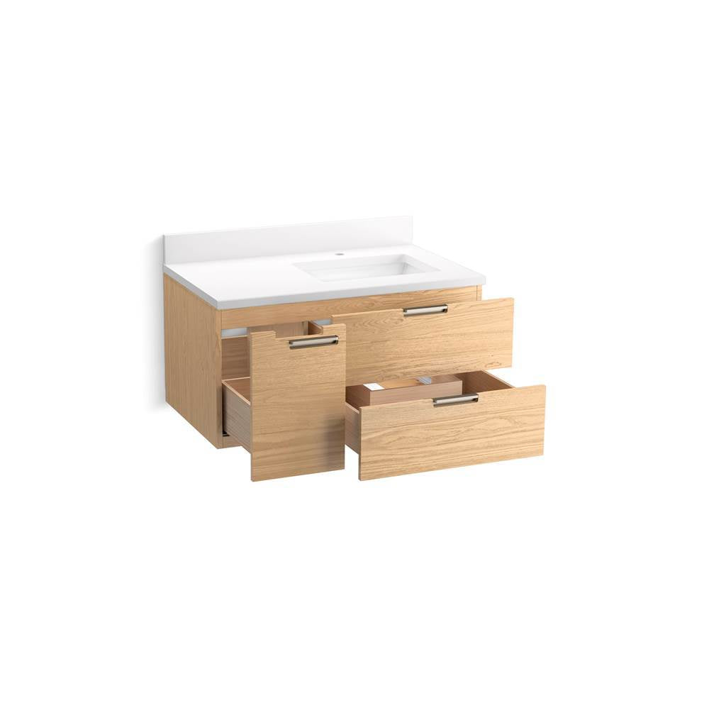 MaxstowE 36'' wall-hung bathroom vanity cabinet with sink and quartz top