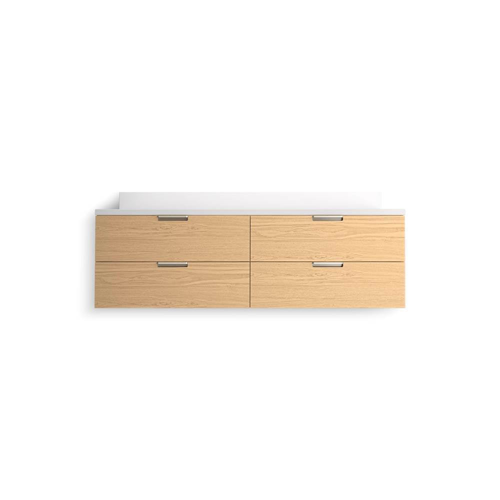 MaxstowE 60'' wall-hung bathroom vanity cabinet with sink and quartz top