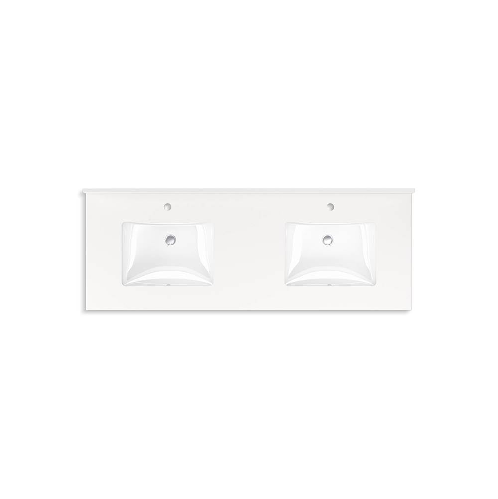 MaxstowE 60'' wall-hung bathroom vanity cabinet with sink and quartz top