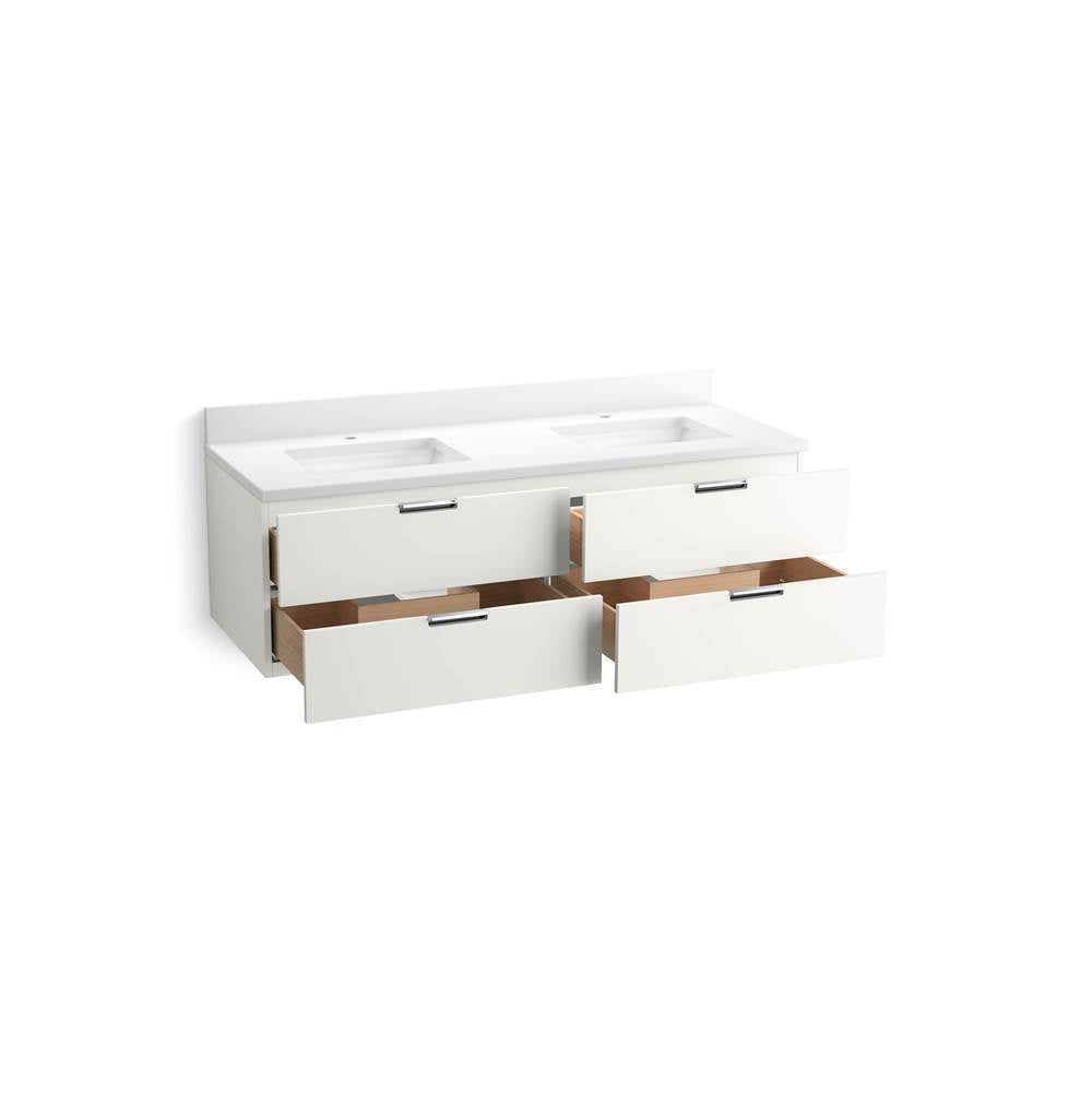 MaxstowE 60'' wall-hung bathroom vanity cabinet with sink and quartz top