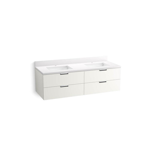 Kohler - MaxstowE 60'' wall-hung bathroom vanity cabinet with sink and quartz top - White