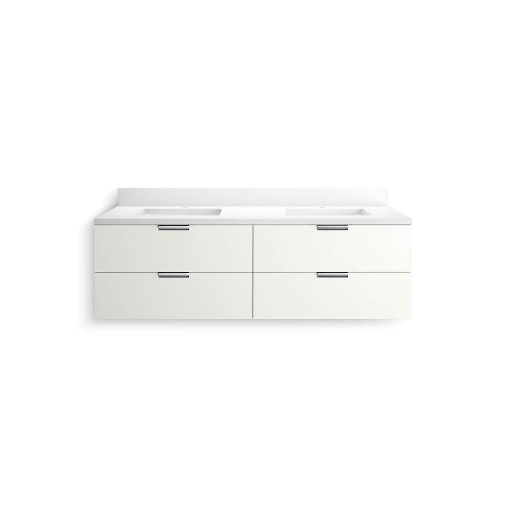 MaxstowE 60'' wall-hung bathroom vanity cabinet with sink and quartz top