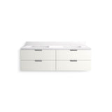 MaxstowE 60'' wall-hung bathroom vanity cabinet with sink and quartz top
