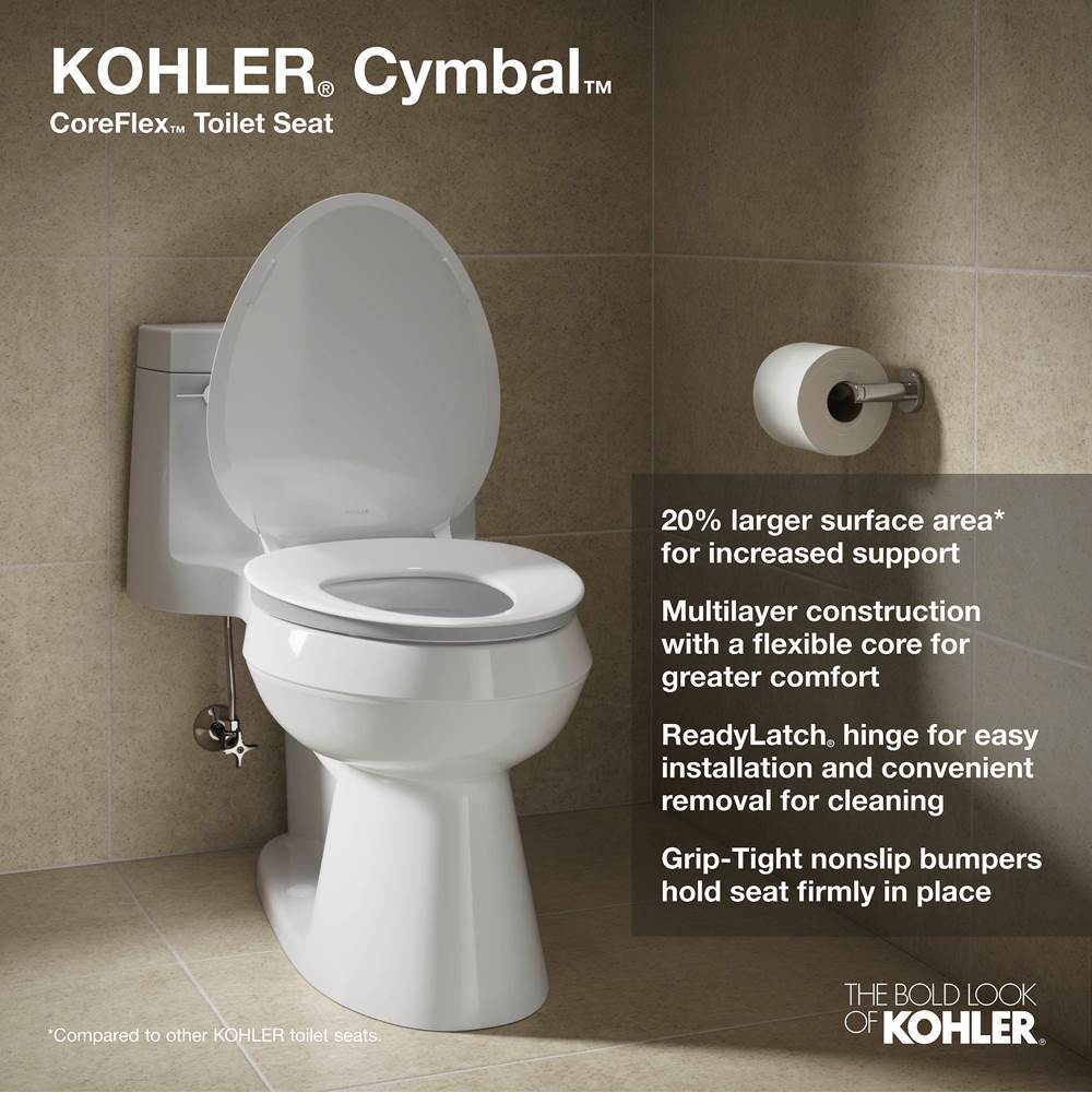 CymbalE ReadyLatch Quiet-CloseE round-front toilet seat