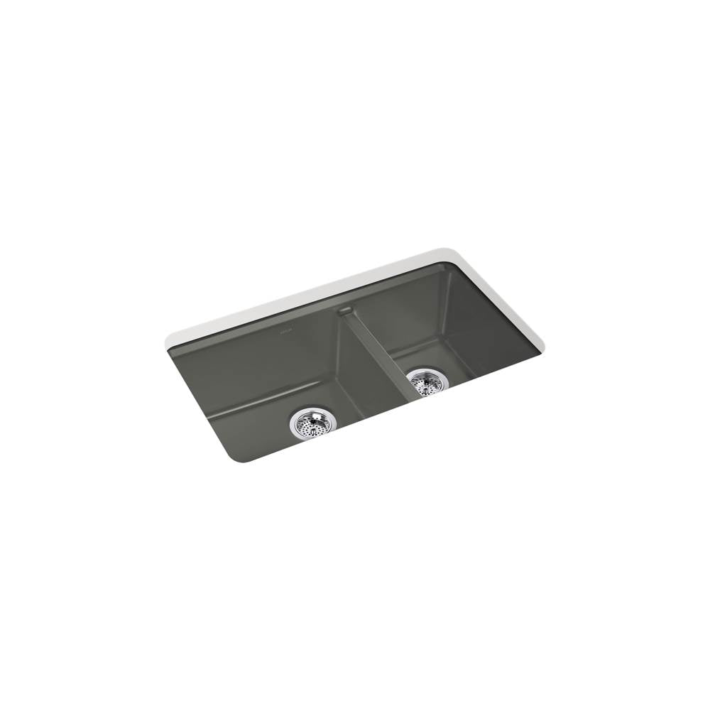 Kohler - Riverby 33'' undermount double-bowl kitchen sink - Thunder Grey