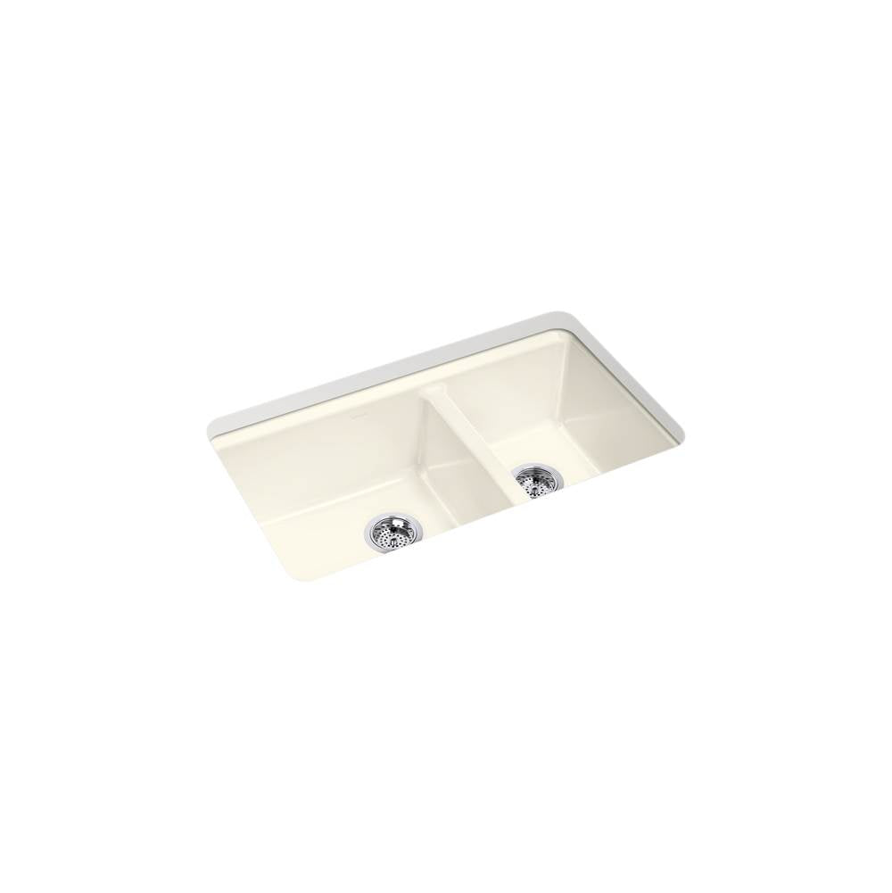 Kohler - Riverby 33'' undermount double-bowl kitchen sink - Biscuit