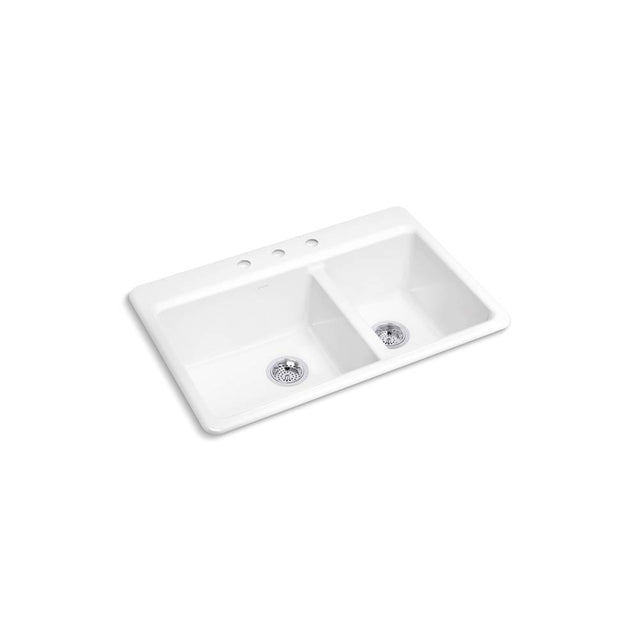 Kohler - Riverby 33'' top-mount double-bowl kitchen sink - White