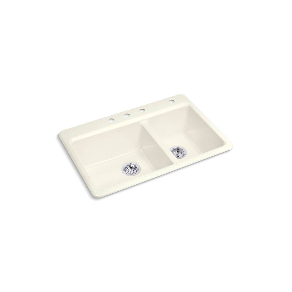 Kohler - Riverby 33'' top-mount double-bowl kitchen sink - Biscuit