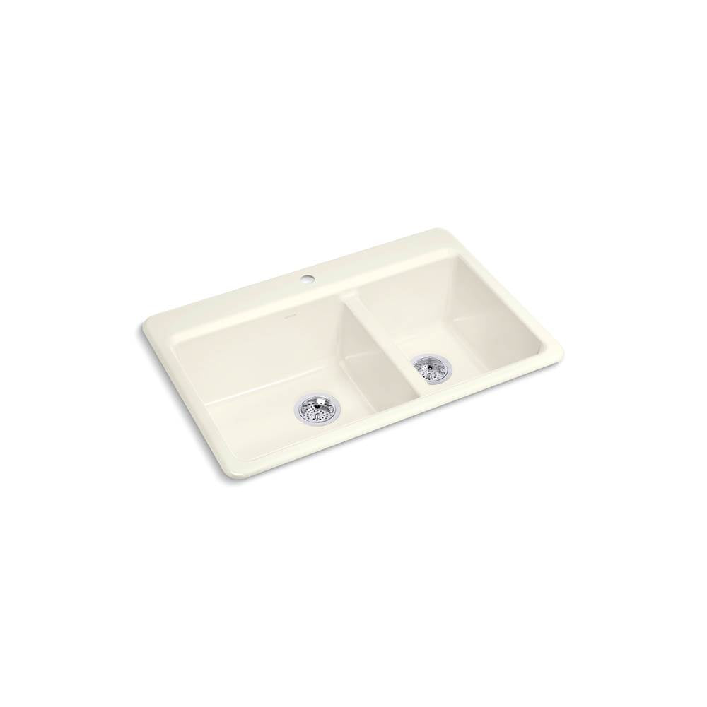 Kohler - Riverby 33'' top-mount double-bowl kitchen sink - Biscuit