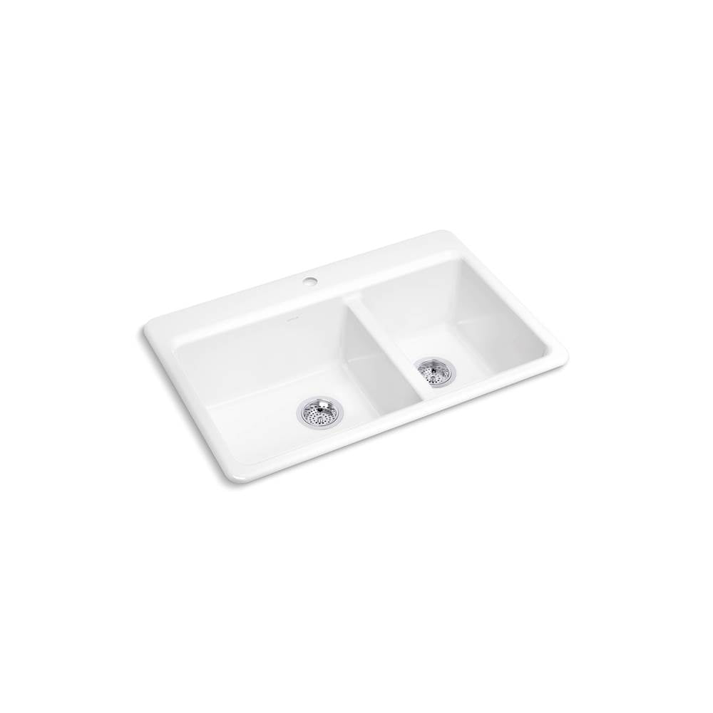 Kohler - Riverby 33'' top-mount double-bowl kitchen sink - White
